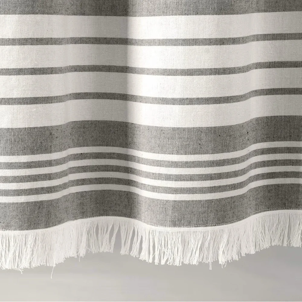 Lush Decor Nantucket Yarn Dyed Cotton Blend Tassel Fringe Shower Curtain 72x72”